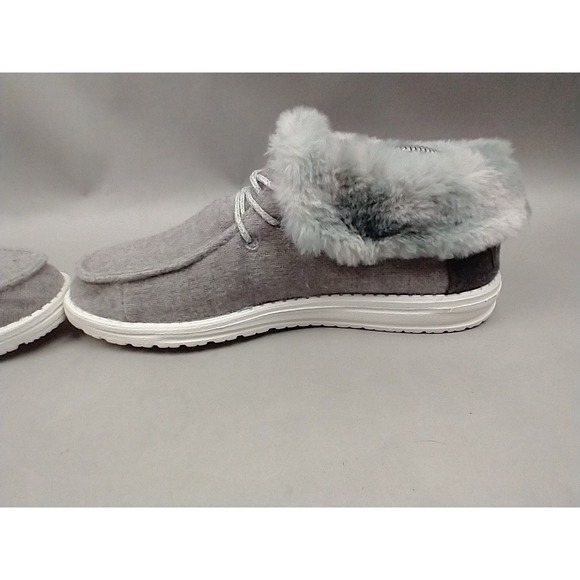Hey Dude Britt Women's 9 Sunset Smoke Gray Faux Fur Ankle High Bootie - Picture 10 of 11